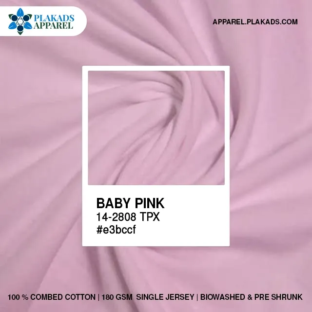 Cotton Single Jersey Fabric Live Photo in baby pink