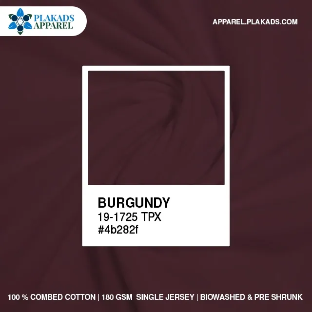 Cotton Single Jersey Fabric Live Photo in burgundy