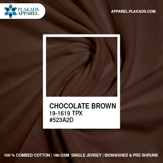 Cotton Single Jersey Fabric Live Photo in chocolate brown
