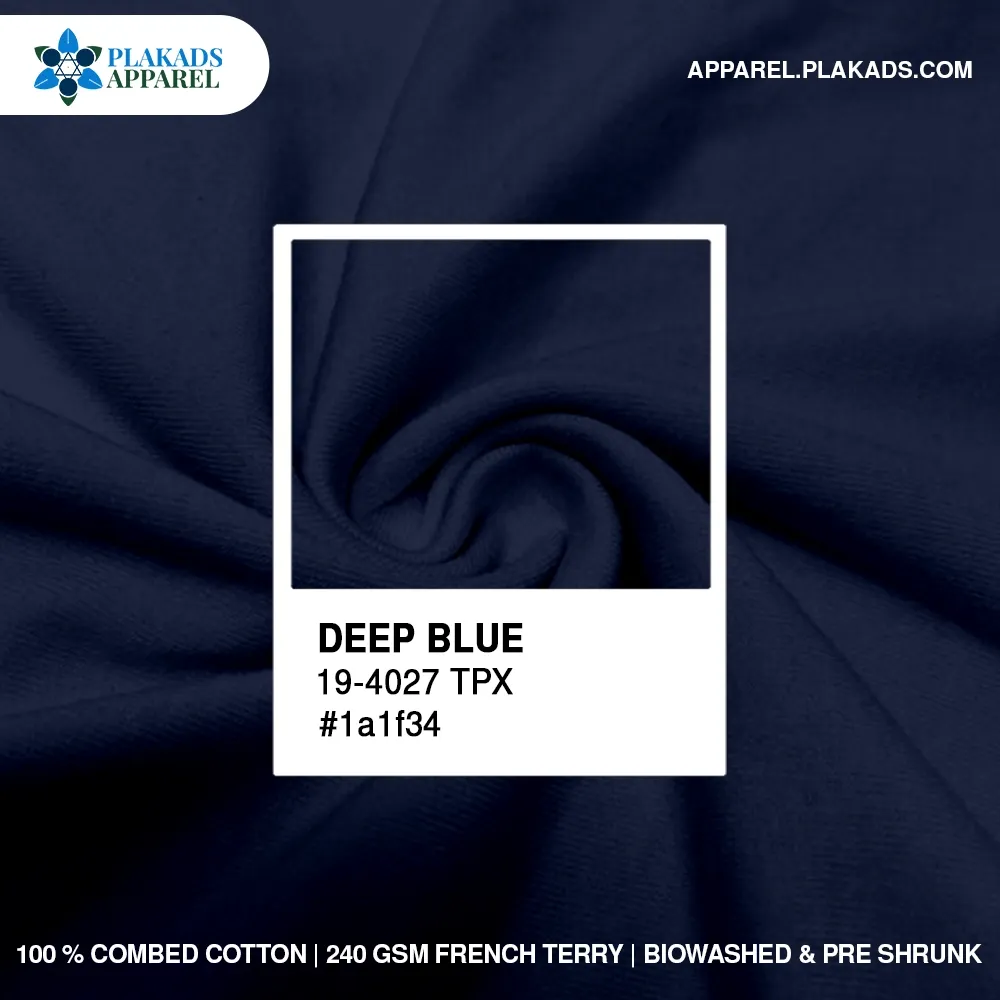 Cotton French Terry Live Photo in french terry deep blue