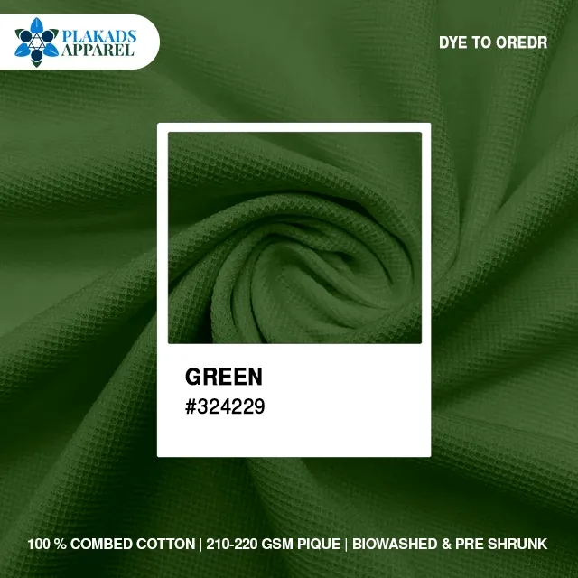 Cotton Pique Fabric Live Photo in green