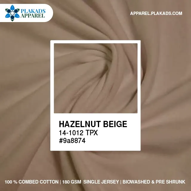 Cotton Single Jersey Fabric Live Photo in hazelnut beige