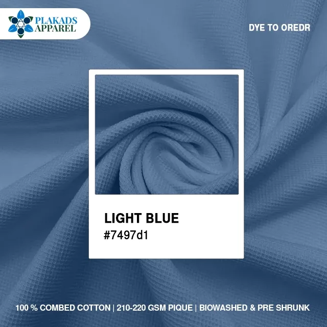 Cotton Pique Fabric Live Photo in light blue