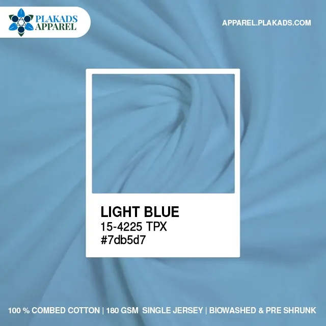 Cotton Single Jersey Fabric Live Photo in light blue