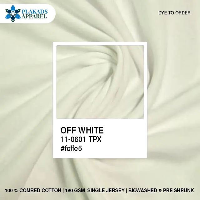 Cotton Single Jersey Fabric Live Photo in off white