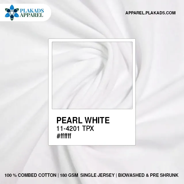 Cotton Single Jersey Fabric Live Photo in pearl White