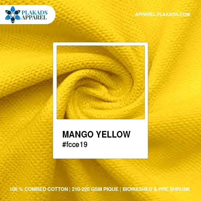 Cotton Pique Fabric Live Photo in pique fabric mango yellow