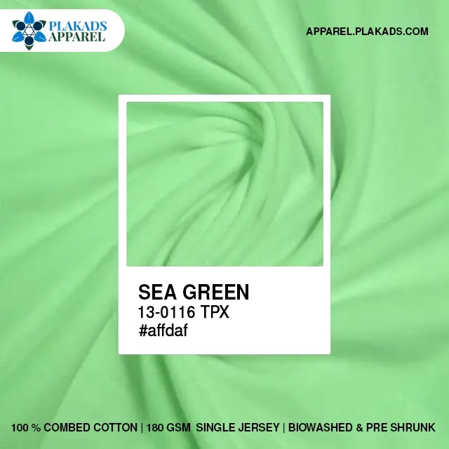 Cotton Single Jersey Fabric Live Photo in sea green